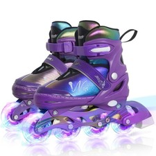 Nattork Adjustable Inline Skates for Kids Teens with Light-Up Wheels, Gradien...