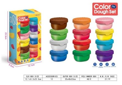 Color Dough Set, Color clay supplement pack 12 colors  20g canned