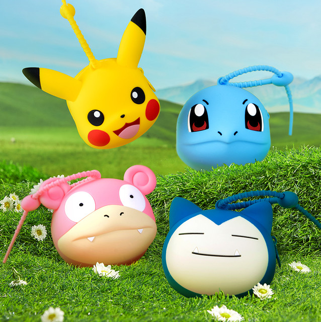 Pokemon Silicone Pouch Coin Purse Airpods Case Bag Charm Keychain Pikachu Snorla