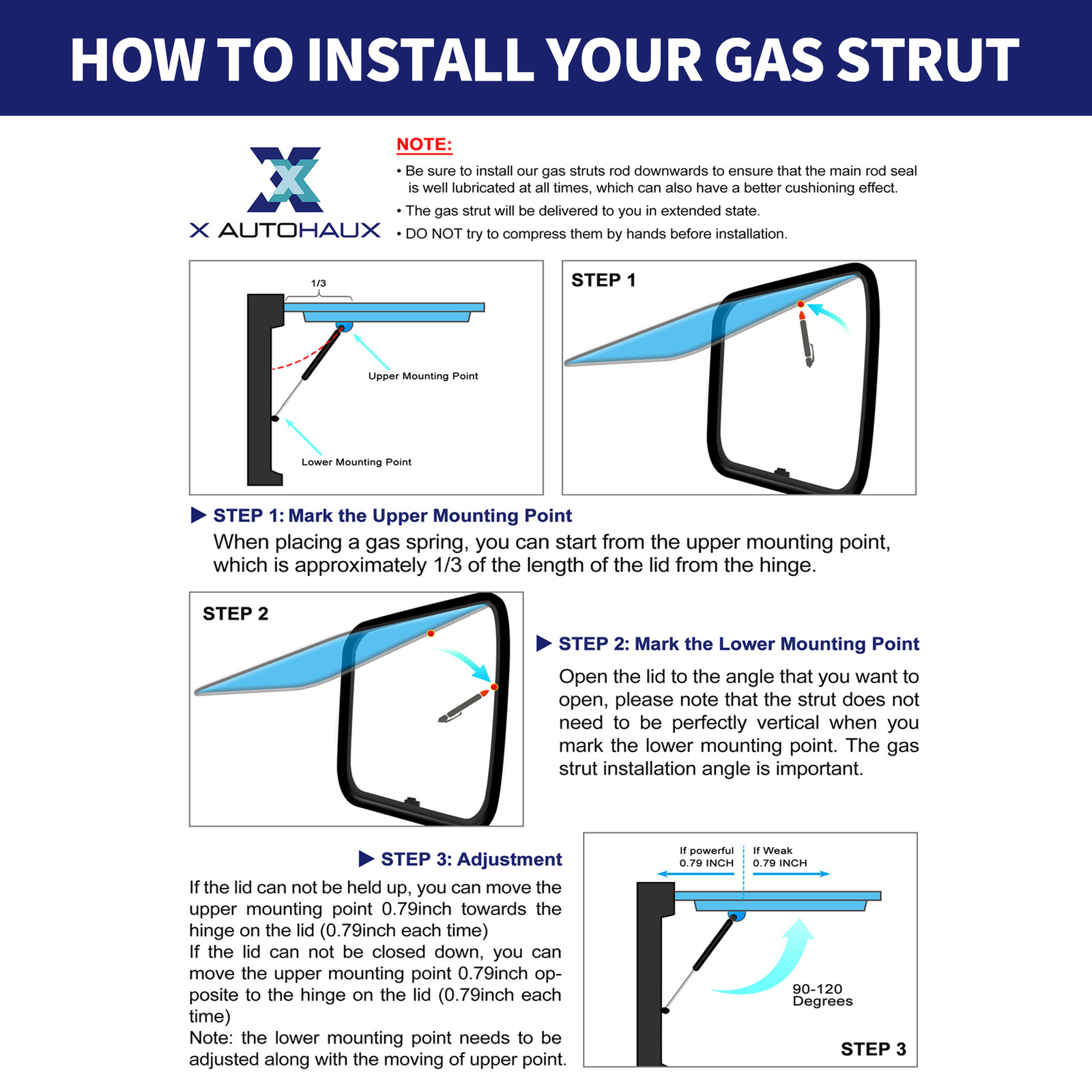 Universal 30inch 200lb/890N Red Lift Supports Struts Shocks Gas Spring Pack of 2
