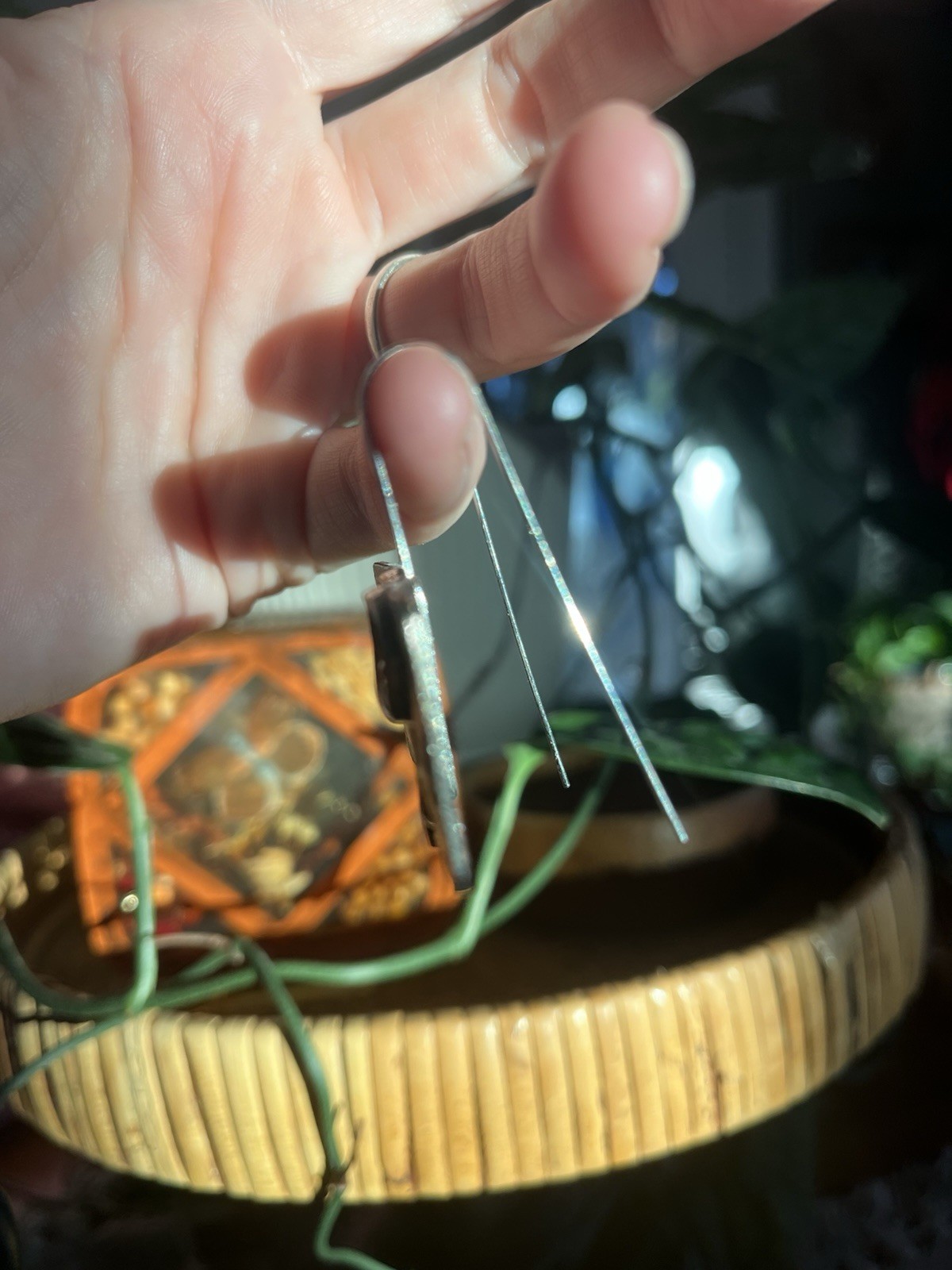 Handmade Artisan Copper Metal Flower Earrings - image 4