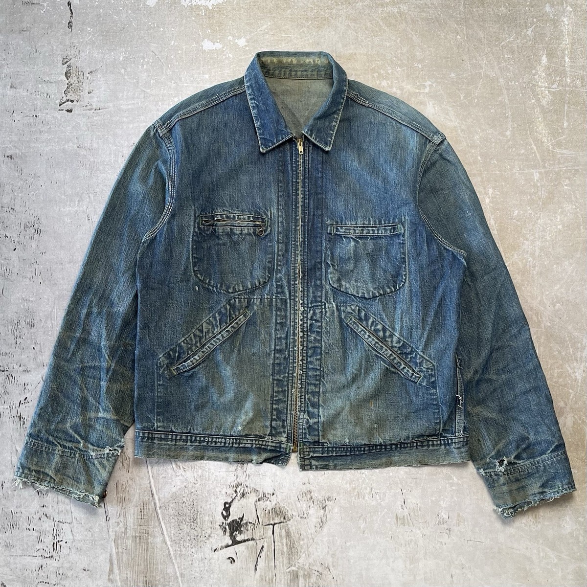 ジャケット・アウター 1950s vintage euro denim work jacket Madewell Vintage 1950s Denim Workwear Pleated Jacket