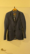 Next Tailoring Mens Blue Slim Fit Suit 34R Jacket W28 Long Butterfly Lining