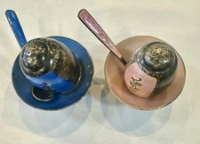 Vintage Danish Sterling Silver Enameled Salt and Pepper Set
