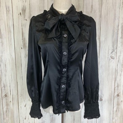ALICE and the PIRATES Ribbon Tie Lace Frill Blouse Black | eBay