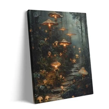 Victorian Gothic Witch Portrait Canvas Wall Art Framed Elegant Halloween Paint