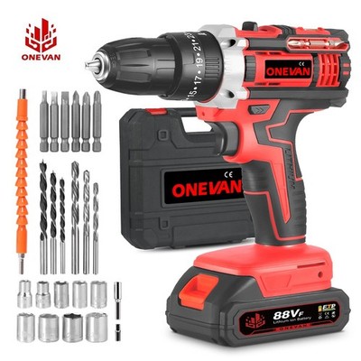 25+3 Cordless Impact Driver Electric Drill Combo With 2 Bettery & Charger Kit US
