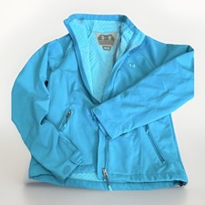 Under Armour Women's Softshell Jacket Blue Medium Full Zip Zipped Pockets