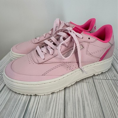 Reebok Women's Club C Double Geo Frost Berry Pink Platform Leather Shoes Size 9