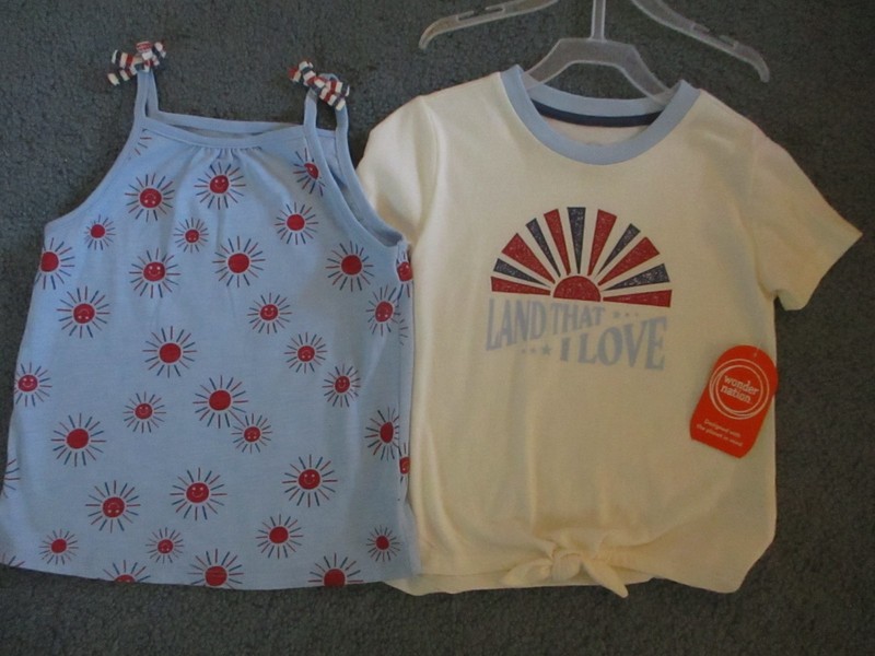 NWT, WONDER NATION 2-PACK GIRLS SIZE 5T AMERICANA TEES