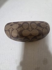 Coach Glasses Case Hard Clam Shell Tan Brown Sunglasses Signature Logo