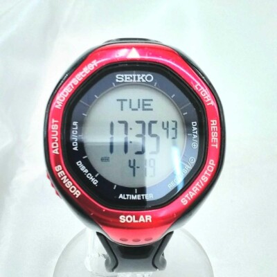 SEIKO PROSPEX Alpinist S822-00A0 Red Black Watch | eBay