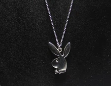 Shiny Silver Playboy Charm Pendent Necklace Anklet 20" Chain Sexy Hip Hop Gift