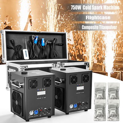 2x Cold Spark Machine Mit Flightcase Sparkular Funkenmaschine DMX DJ Party Show