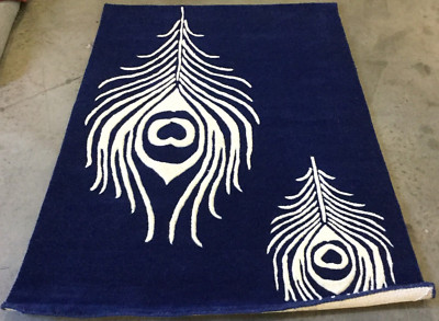NAVY / IVORY 3'-6'' X 5'-6'' Broken Thread Rug, Reduced Price 1172655710 SOH704D-4