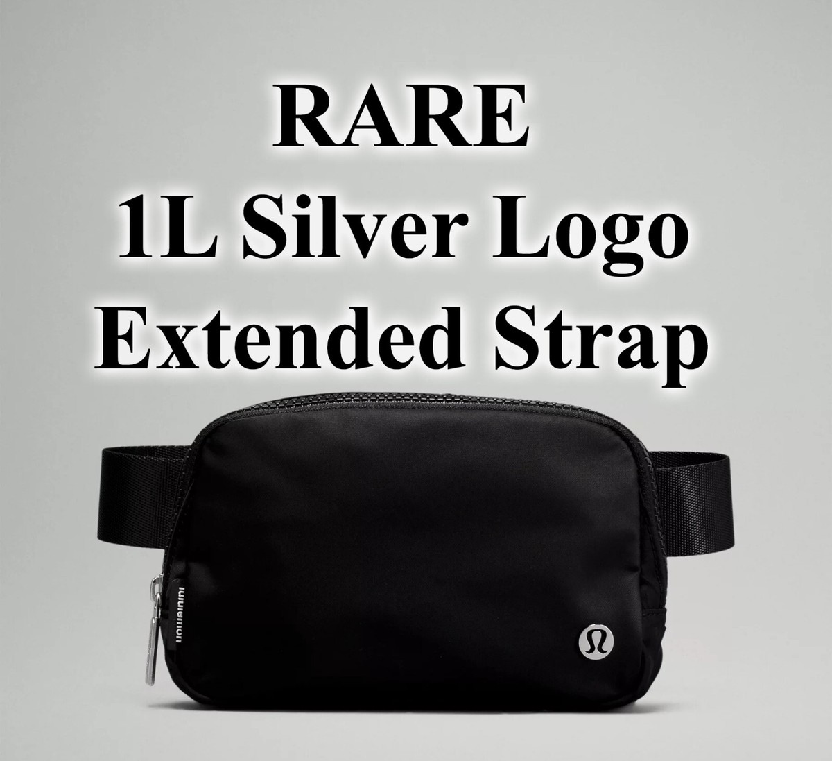 lululemon belt bag with black logo New Lululemon Everywhere Belt Bag Extended Strap Black BLK Silver Logo  Relaunch