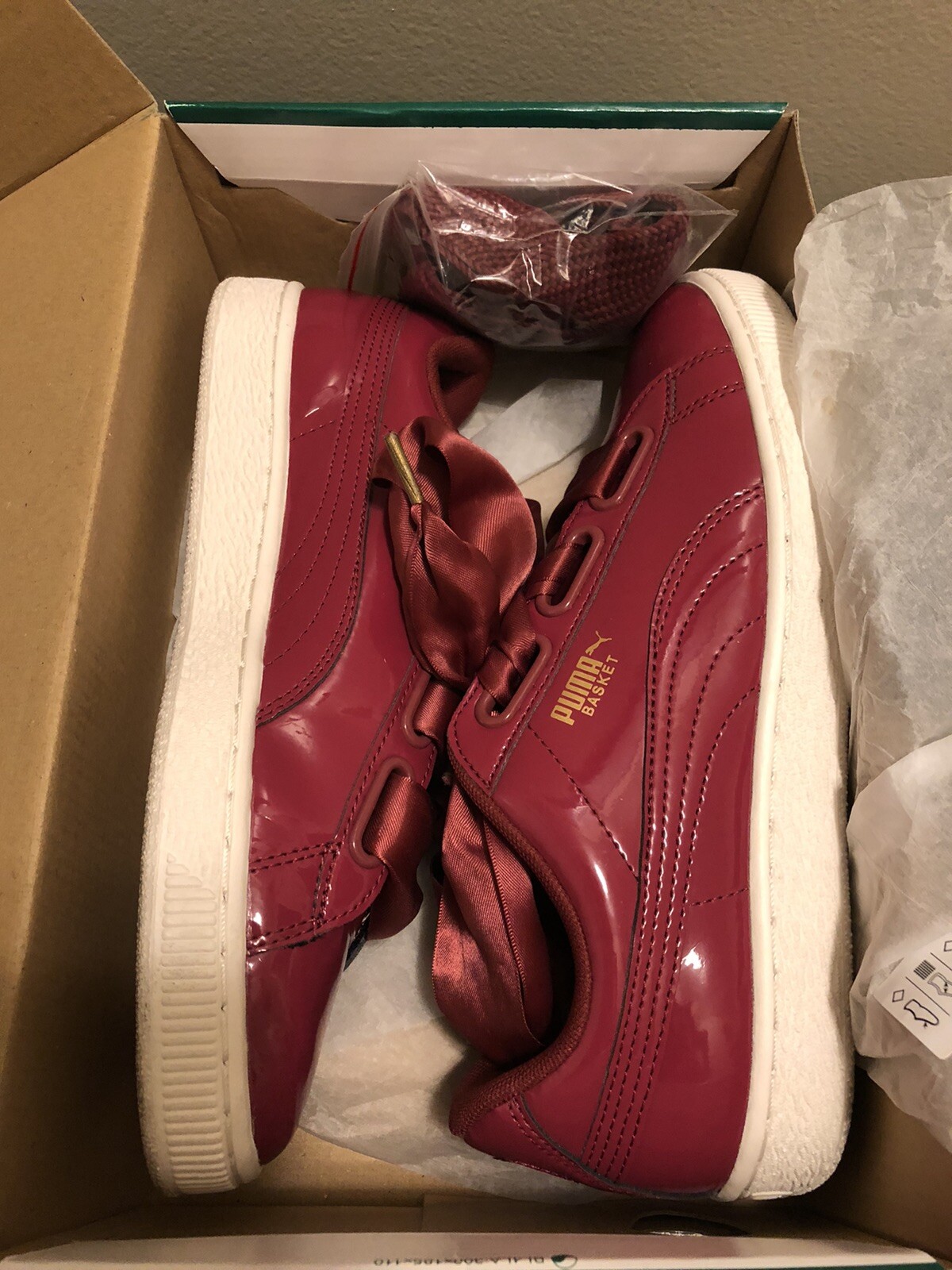 puma basket pink bow white trainers