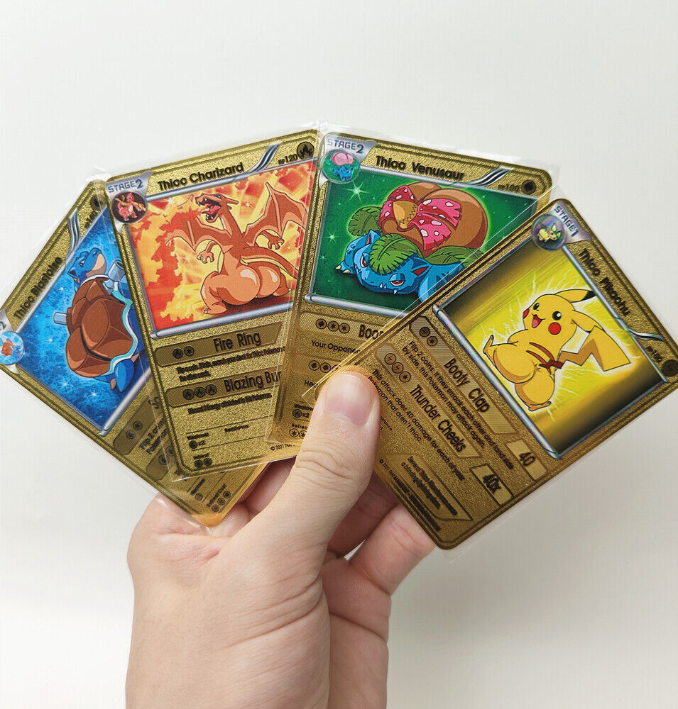 Thicc Pikachu Charizard Gold Metal Pokémon Card-Collectible Gift