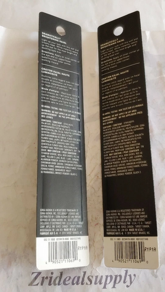 Delineador de ojos Sonia Kashuk dramáticamente iluminador Kajal blanco lápiz gel PACK DE 2 Foto 2 de 2