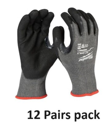 Milwaukee Cut Level 5 Work Gloves XL 12 Pack Nitrile Grip Heavy Duty