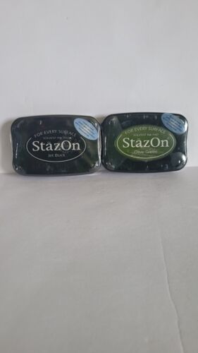  StazOn Solvent Ink Pad, Jet Black And Olive Green  - Picture 1 of 2