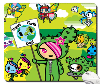 Cute Tokidoki Green happy earth day mousepad lock edge asus dell macbook