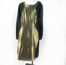 Mynt 1792 Metallic Gold and Black Curve-Hugging Stretch Party Dress 24 W D636