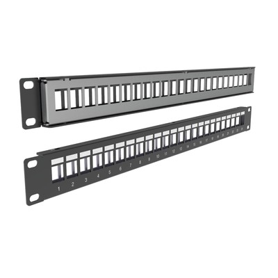 2 PCS of 24-Port Blank Keystone Shielded 1U Patch Panel 19'' Metal Rackmount H...