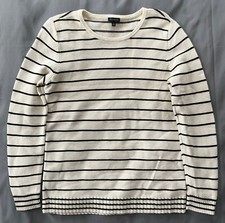 Talbots Striped Nautical Sweater Bone/Black Women’s M EXC Cotton Crew