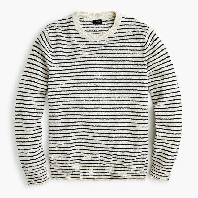 stripe textured crewneck sweater