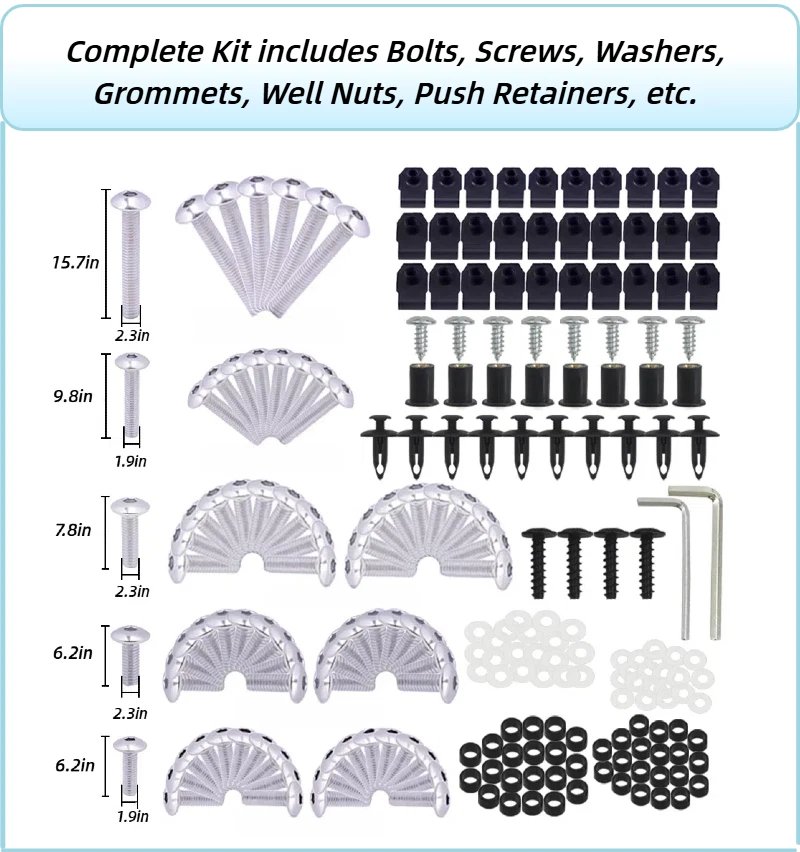 Parafusos de carenagem completos de aço inoxidável prata para Honda CBR600 F4 F4I 1999-2007 - Imagem 2 de 4