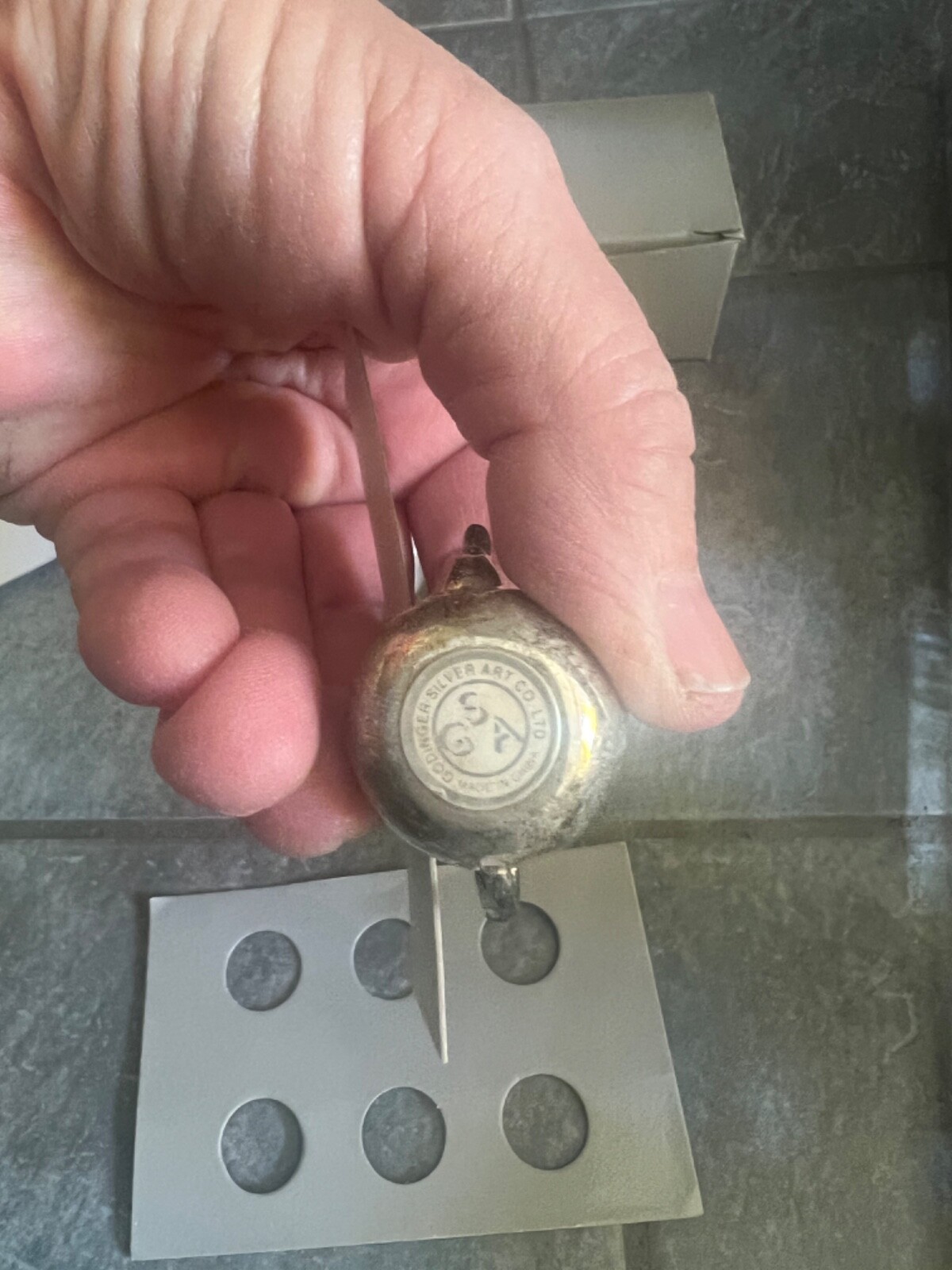 Set of 6 GODINGER Silver Art MINIATURE TEAPOT Place Card Holders with