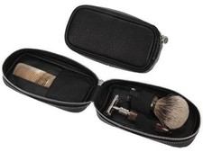 Hans Kniebes Leather Case for Shaving Brush - German Travel Pouch Shave Tool