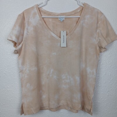 Blue Rain T-shirt Womens Small Taupe Tie Dye Francesca's Top Short Sleeve NWT