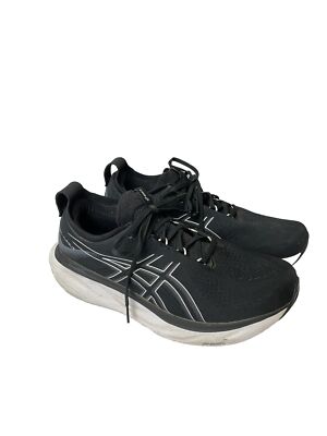 Asics Gel Nimbus 25 Shoes Womens Size 13W Black White Running Sneakers Pre-owned
