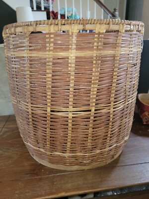 Large Vintage Wicker Rattan Handmade Basket Pot Storage Reed