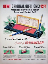 1950 Eversharp Fountain Pen Deck & Pocket Set 50s Print Ad Christmas Gift Pack