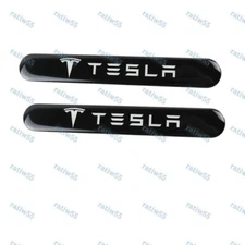 New Black For Tesla Car Trunk Side Fenders Door Badge Scratch Guard Sticker X2