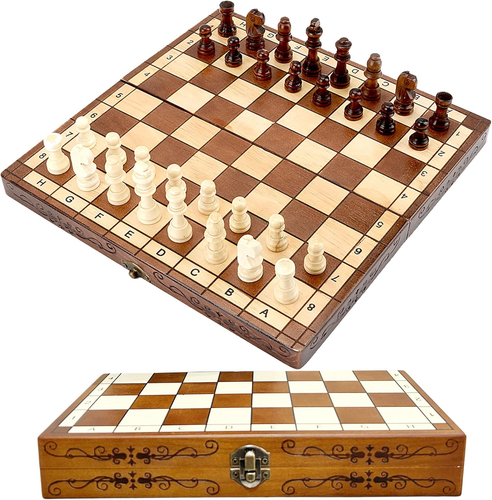 Folding Hand Crafted Wooden Chess Set Chess Board for Kids and Adults 30 X 30 CM