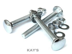 PACK OF 5 x M6 x 50mm ZINC CUP SQUARE CARRIAGE BOLT COACH SCREWS WITH HEX FULL NUTS 