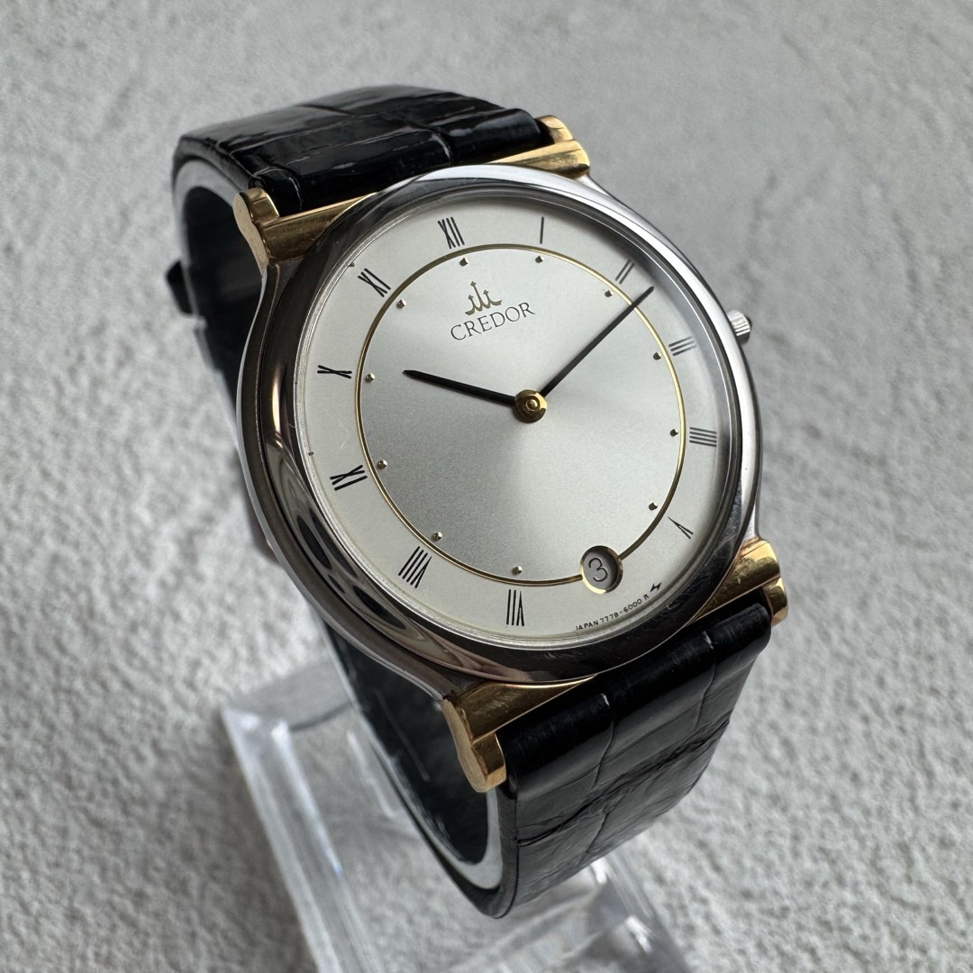 SEIKO Credor 7779 6000 Quartz Watch K18 SS Silver Gol… - Gem