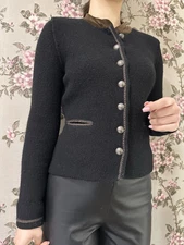 Habsburg Kleidermanufaktur Women’s Knit Jacket Black 100% Wool Buttons Sz36/US6