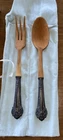 VINTAGE SILVER WALLACE SERVING FORK & SPOON SET STERLING HANDLES ON WOOD 1950