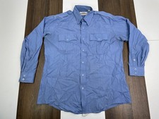 Flying Cross Mens Size 16.5 / 34 Blue Button Shirt Long Sleeve Army US Military