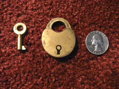 Heart Shaped Eagle Lock Co Terryville Conn USA With Key Vintage