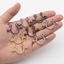 Surgical Steel Fake Nipple Clip Rings Charm Faux Nipple Non Piercing Rings