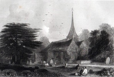 STOKE POGIS 1850 Albert Henry Payne - John Wykeham Archer ANTIQUE ENGRAVING