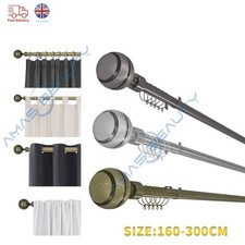 Extendable Metal Curtain Pole Plain Ball With Finials Rings Rod Fittings 28mm