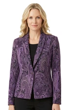 Vintage Coldwater Creek Jacket Woman's 16P Purple Paisley Blazer Lined Dressy