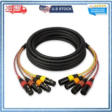 AxcessAbles 10ft 4 Channel XLR Snake Cable XLR Male to Female Color Coded 1 Pack